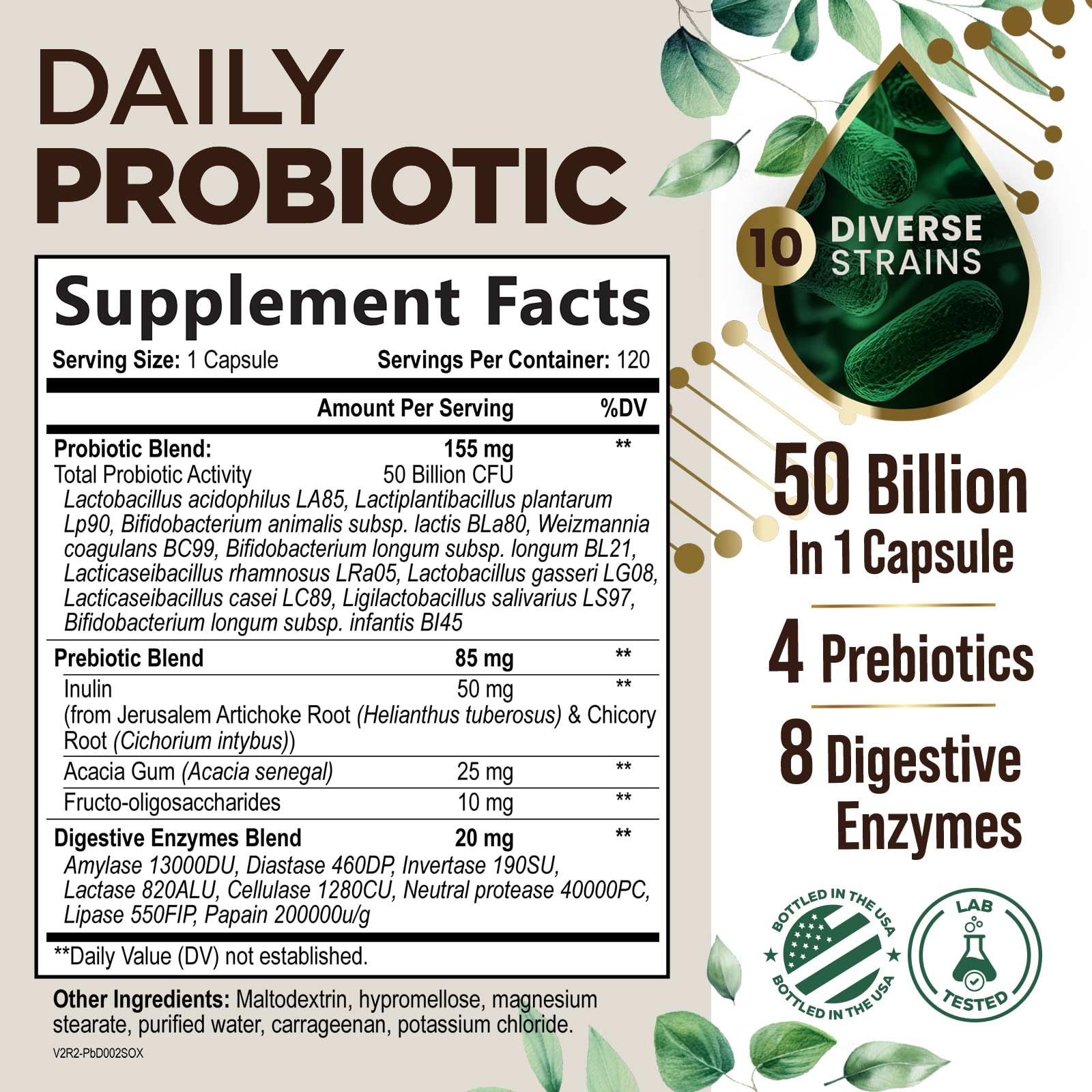 Health Nutrition Naturals 60 Billion CFU capsules close-up