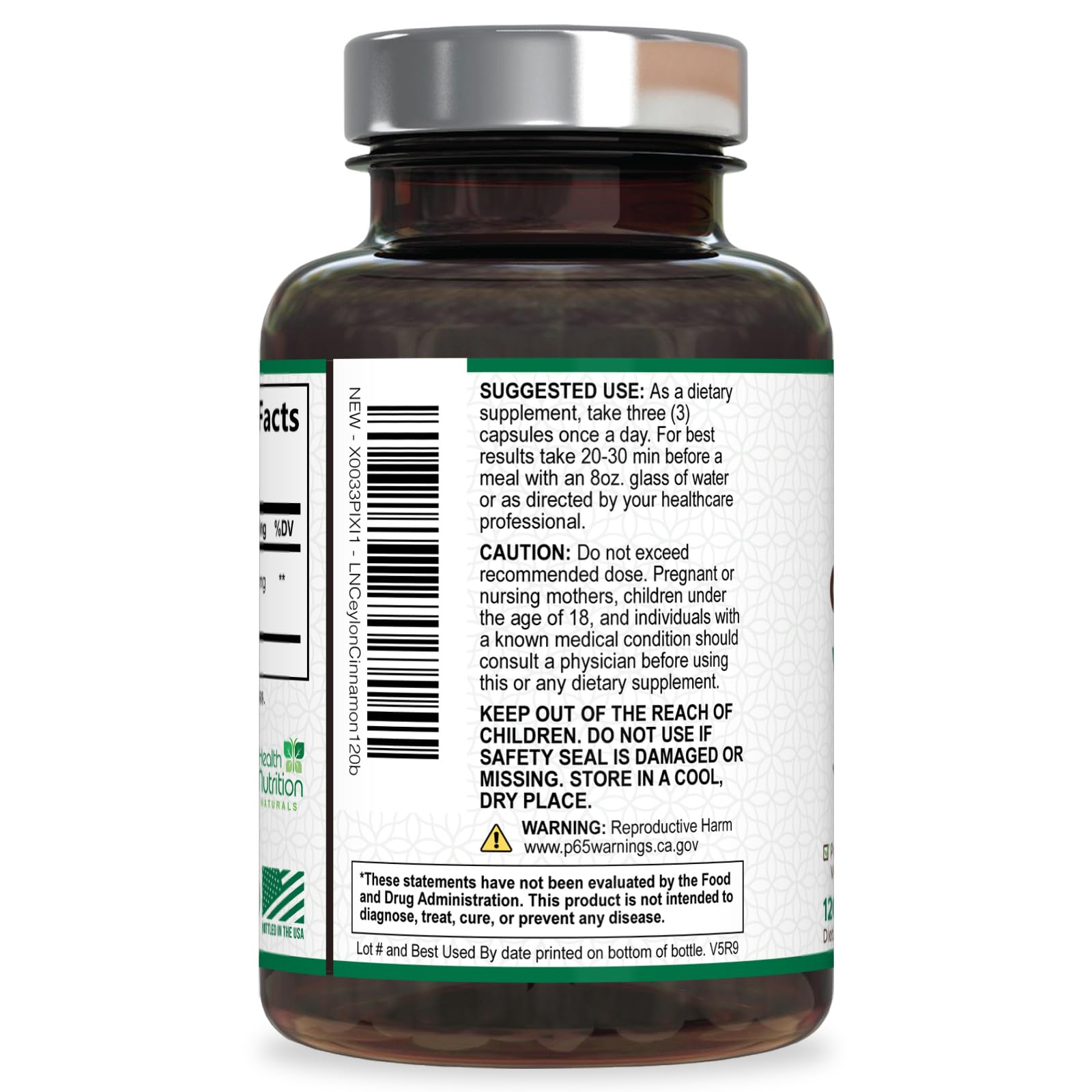 Health Nutrition Naturals Ceylon Cinnamon Capsules in a lifestyle setting