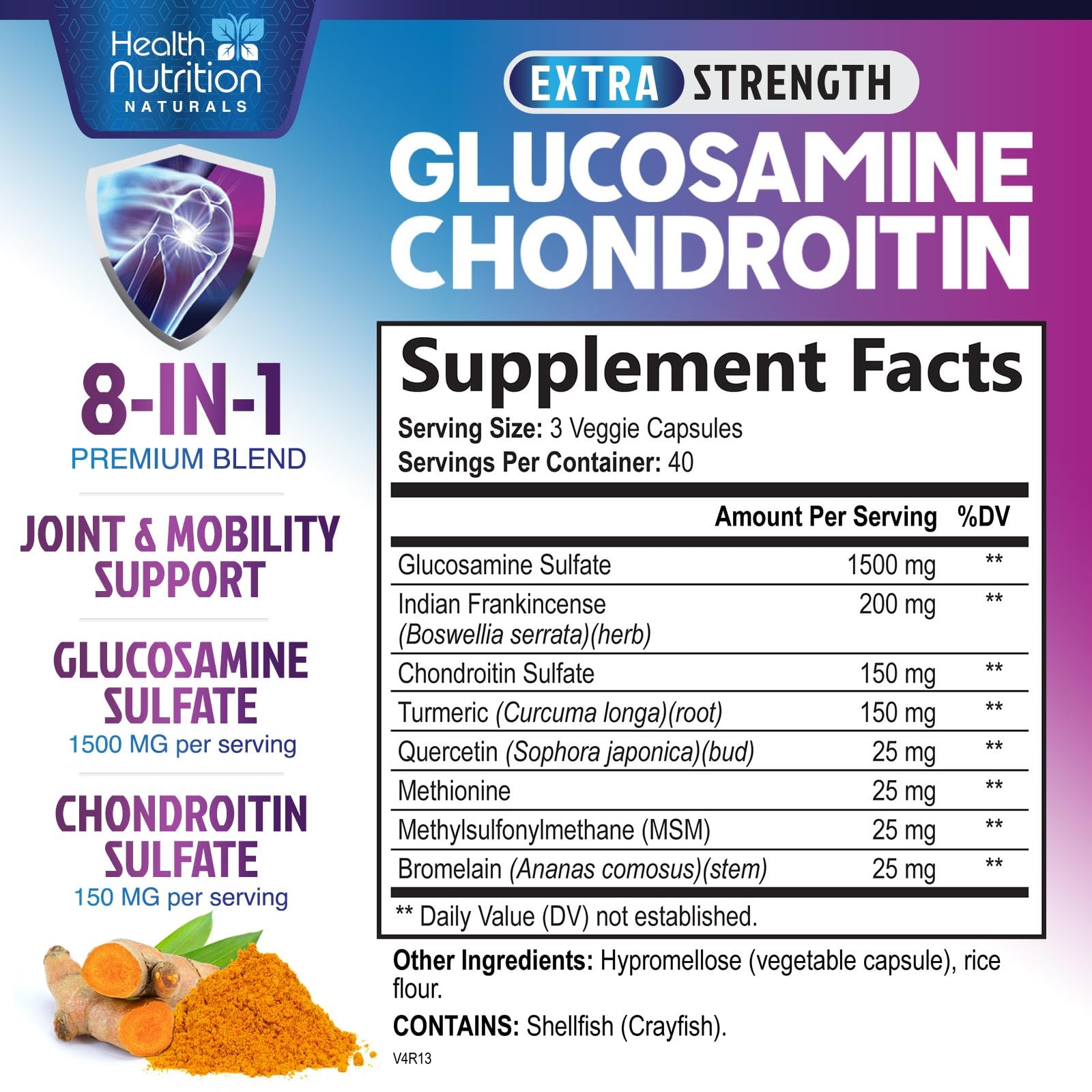 Health Nutrition Naturals Chondroitin supplement side view