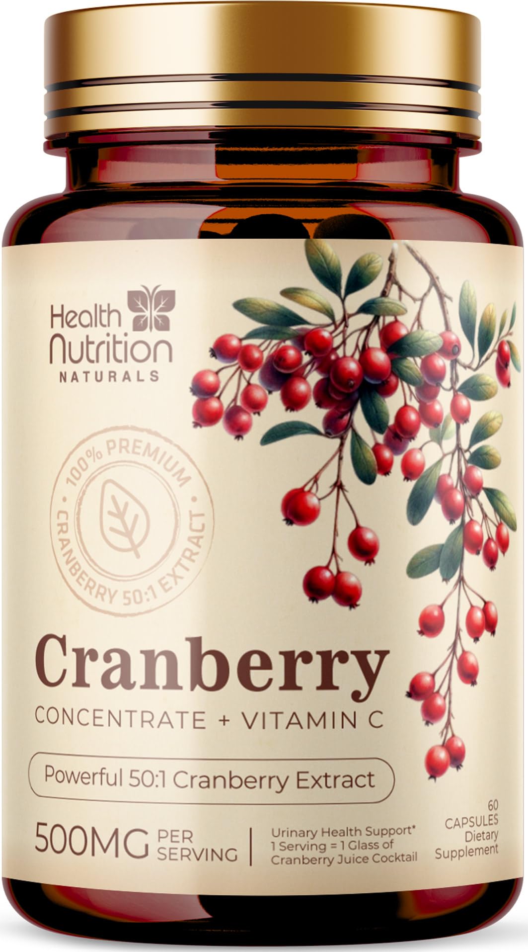 Health Nutrition Naturals Cranberry Extract Capsules bottle front view