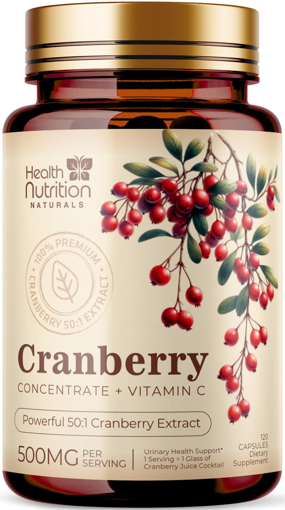 Health Nutrition Naturals Cranberry Extract Capsules front view