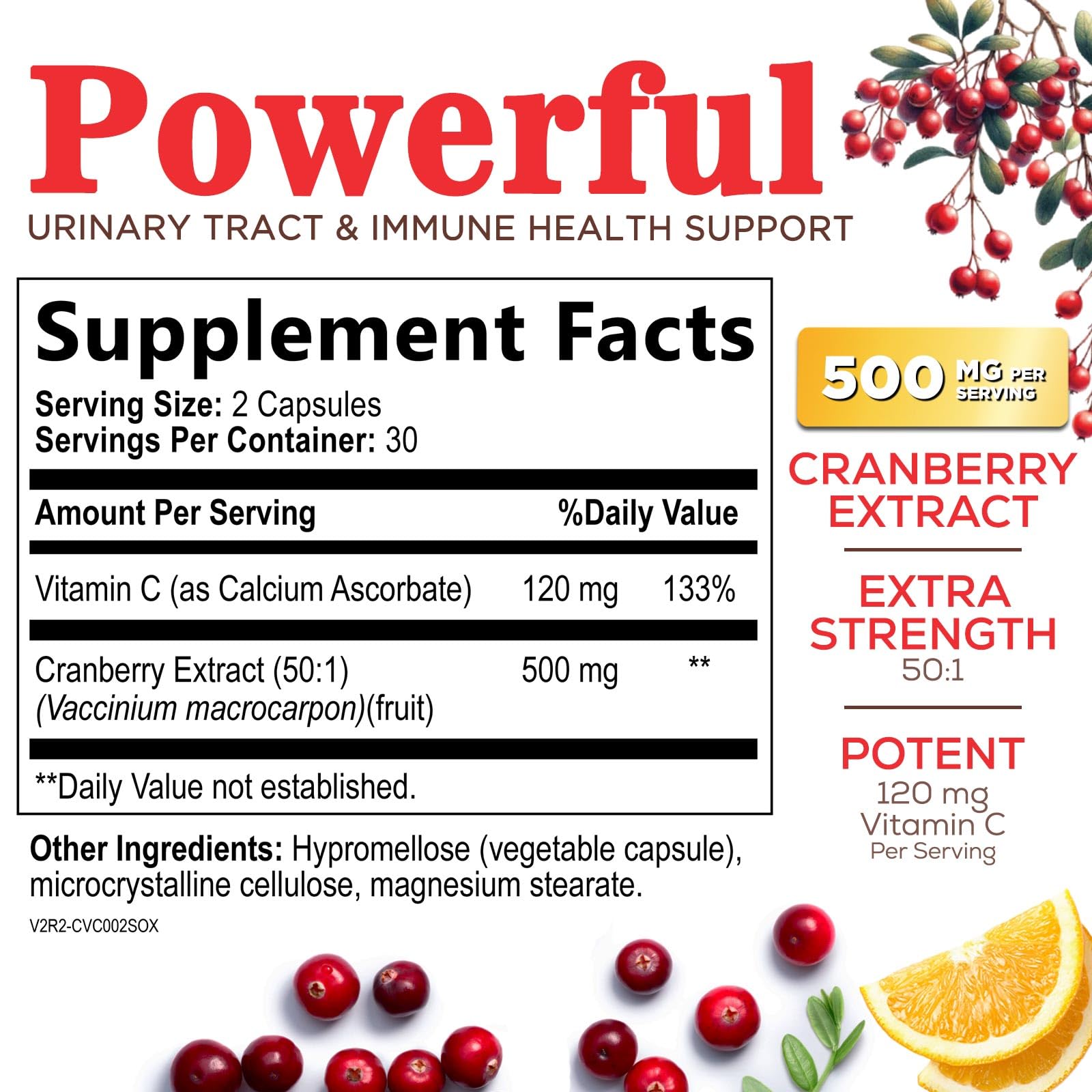 Health Nutrition Naturals Cranberry Extract Capsules opened bottle with capsules