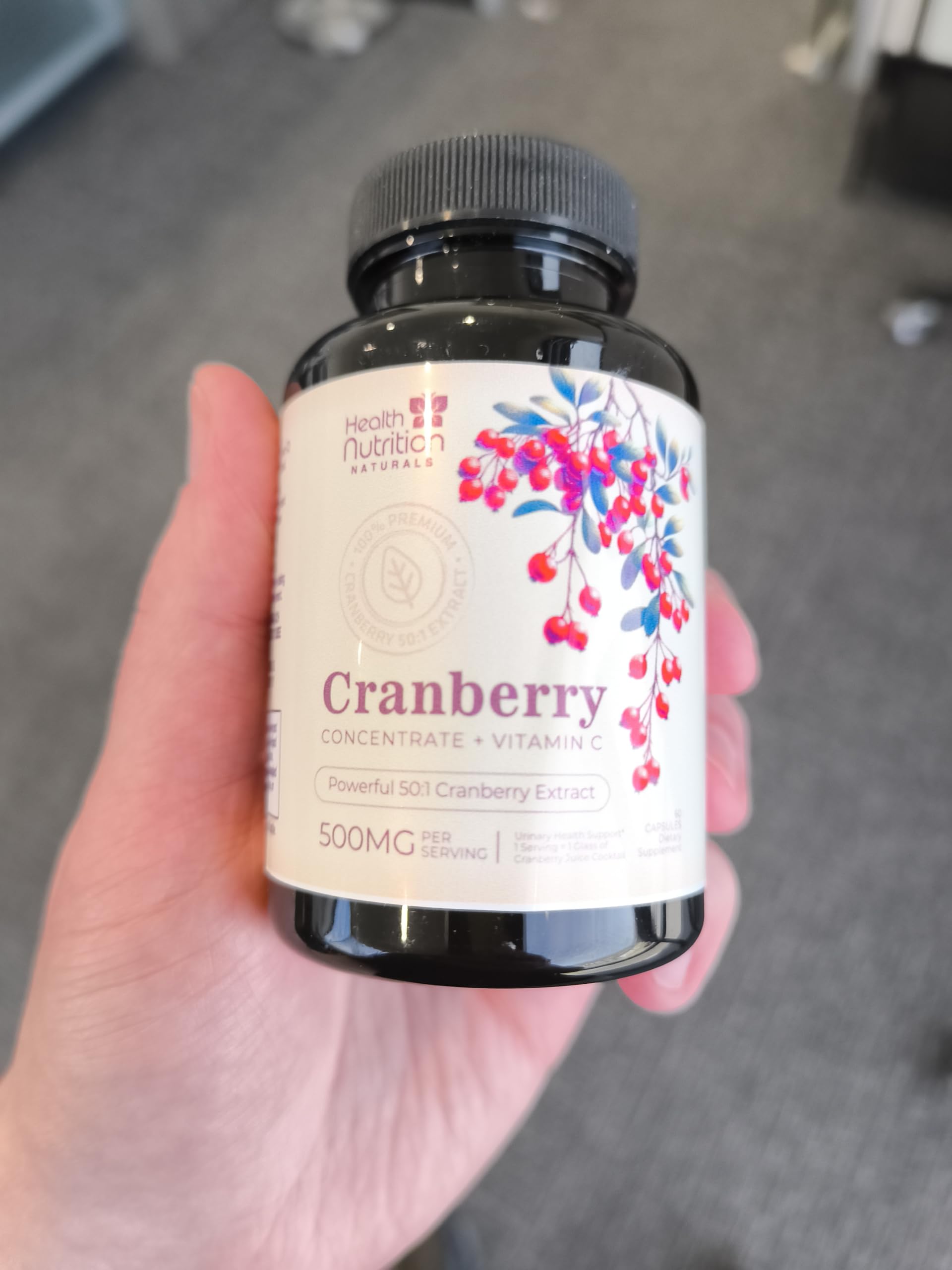 Health Nutrition Naturals Cranberry Extract Capsules side view