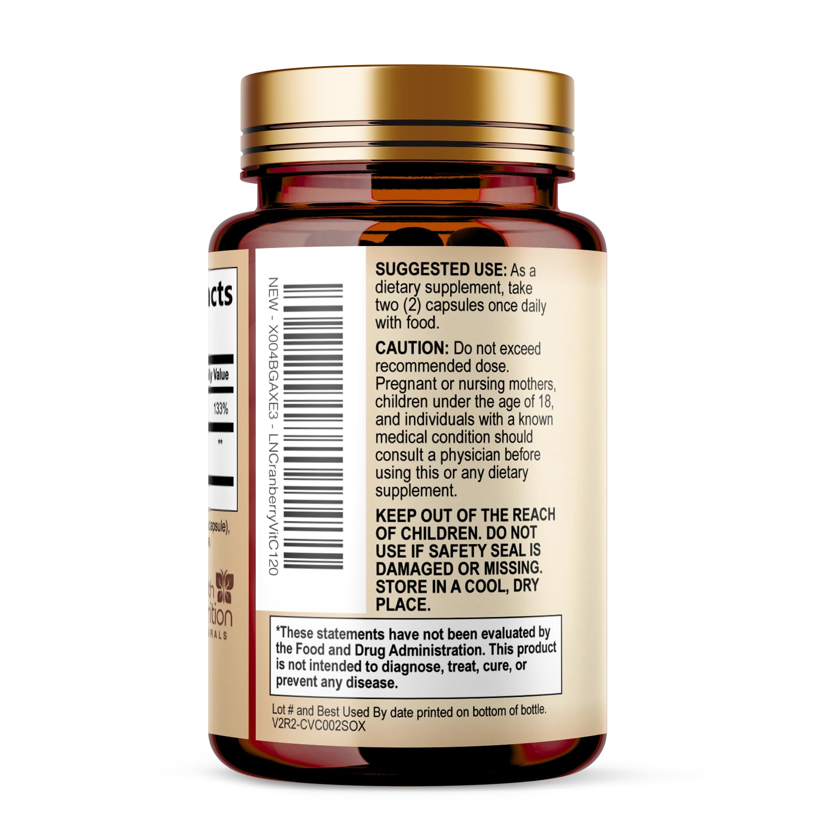 Health Nutrition Naturals Cranberry Extract Capsules with fresh cranberries