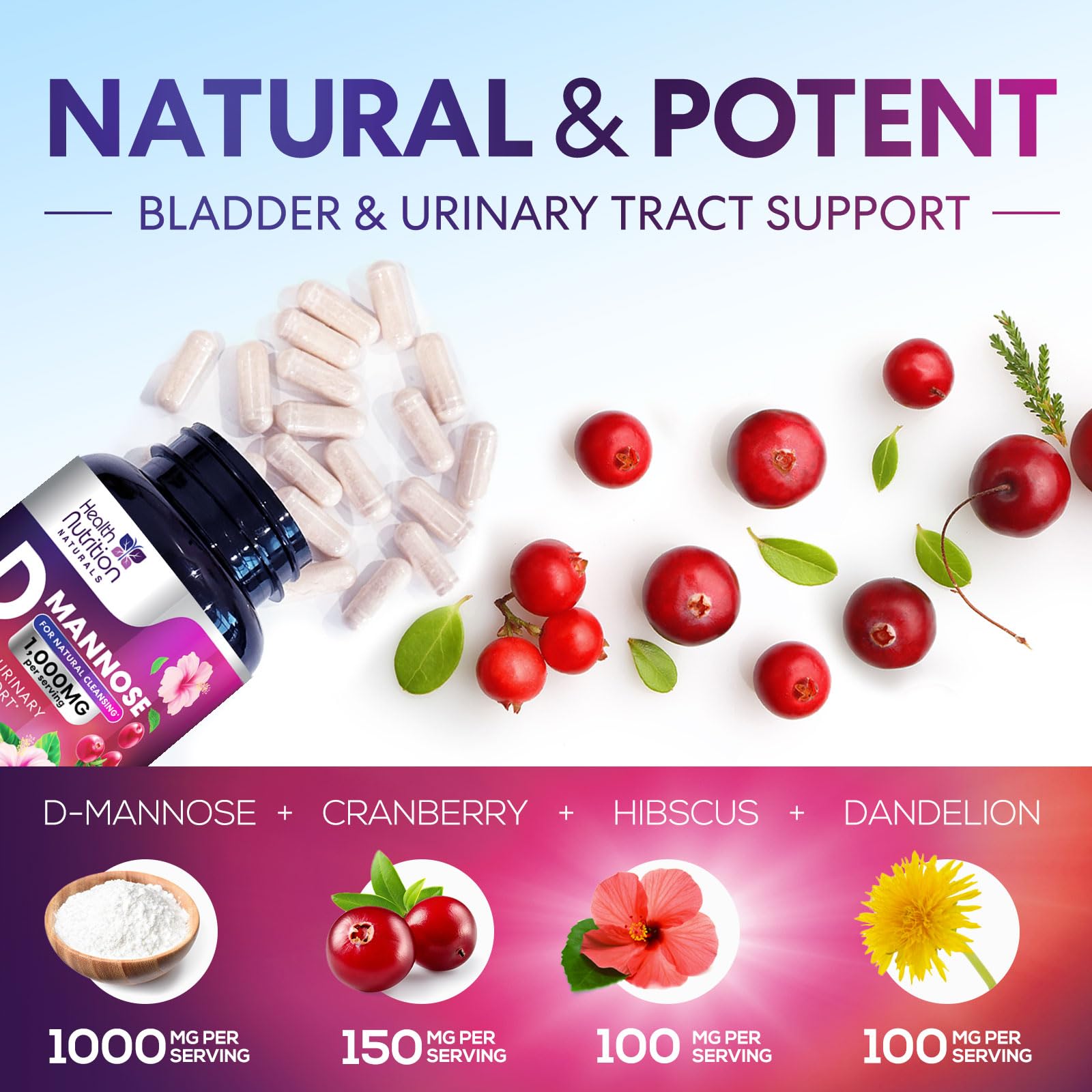Health Nutrition Naturals Cranberry Urinary Support 1000mg supplement capsules