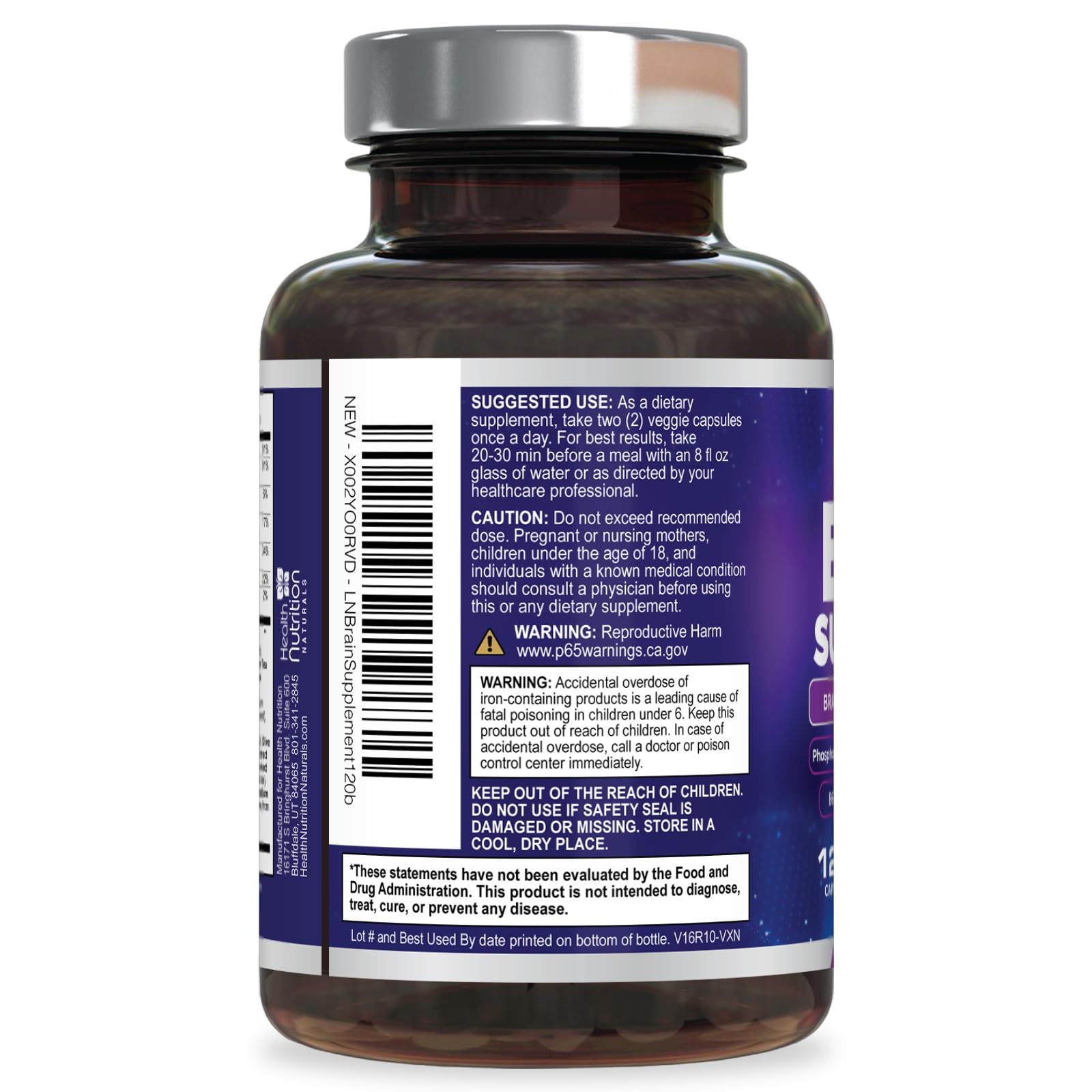 Health Nutrition Naturals DMAE Brain Supplement with a glass of water