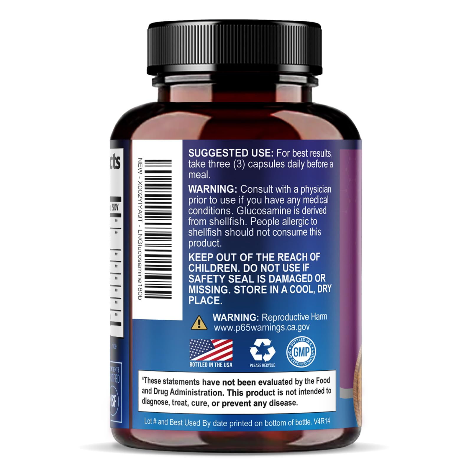 Health Nutrition Naturals Glucosamine Chondroitin supplement bottle with capsules