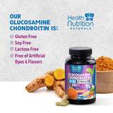 Health Nutrition Naturals Glucosamine Chondroitin supplement with a measuring spoon