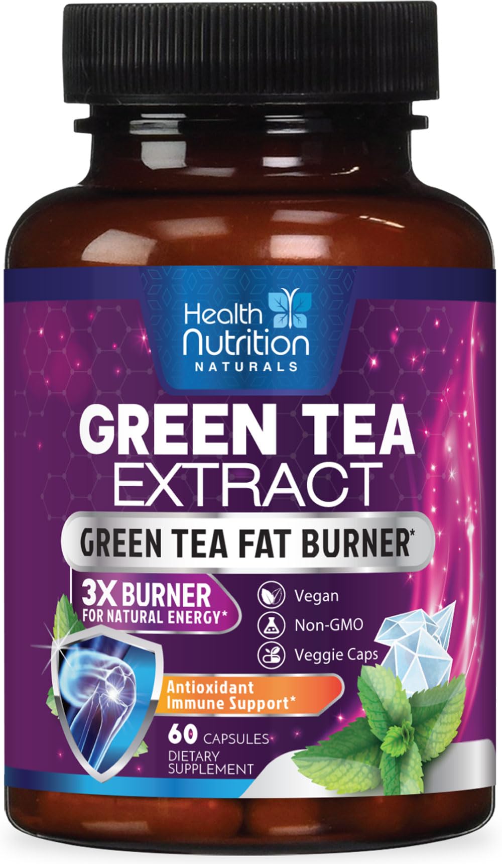 Health Nutrition Naturals Green Tea Extract capsule bottle front view