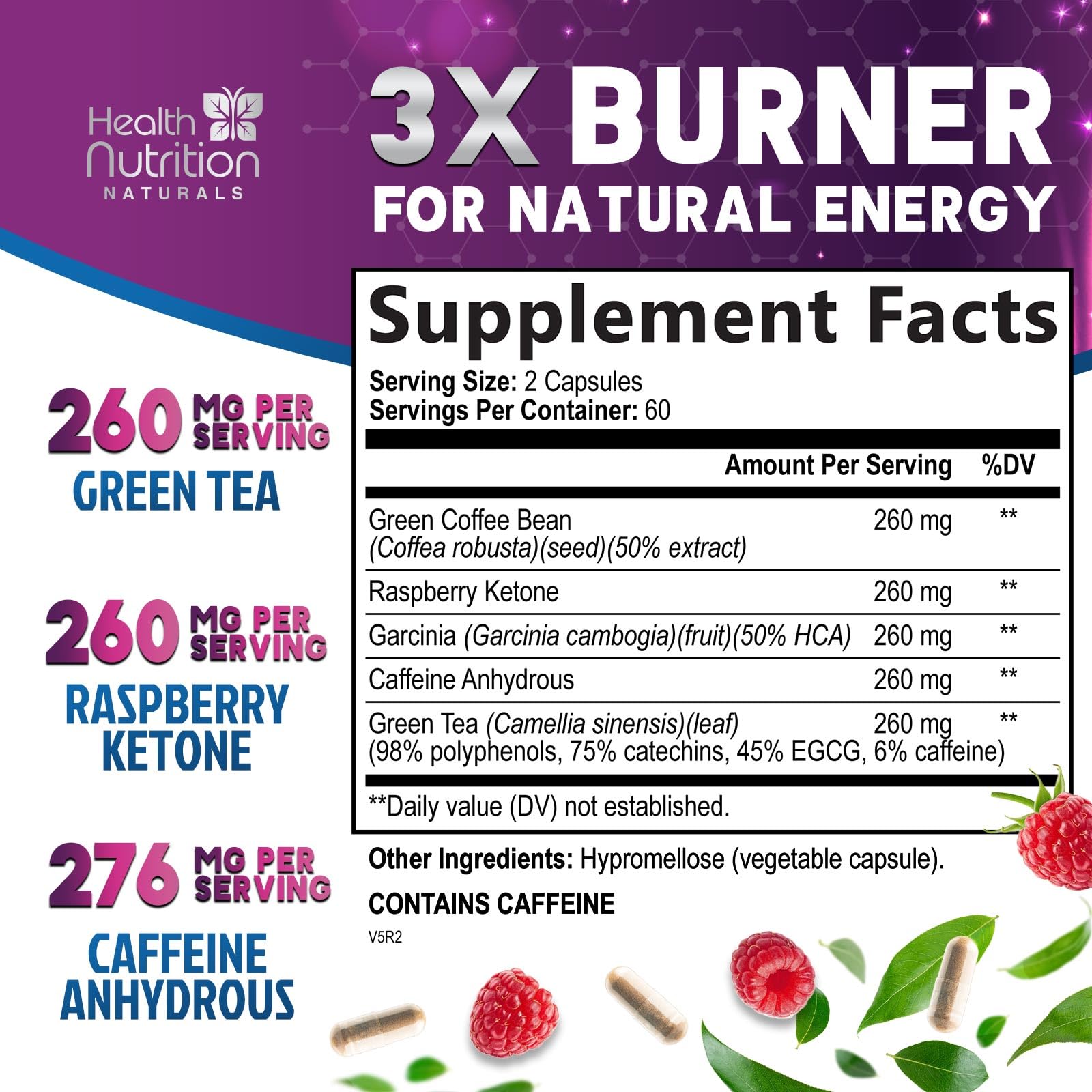 Health Nutrition Naturals Green Tea Extract capsules close-up