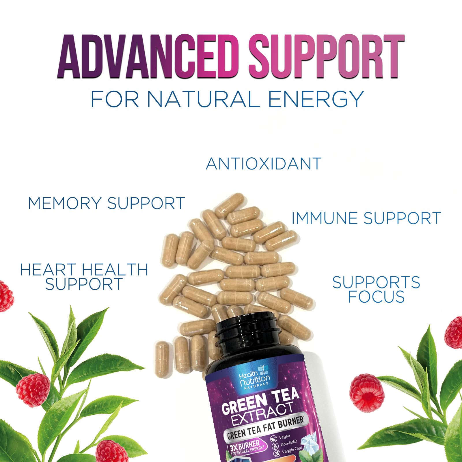 Health Nutrition Naturals Green Tea Extract capsules in hand