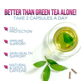 Health Nutrition Naturals Green Tea Extract capsules on a wooden table
