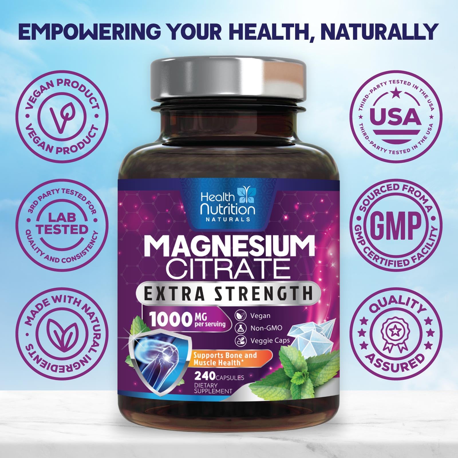 Health Nutrition Naturals Magnesium Citrate Capsules close-up of capsules