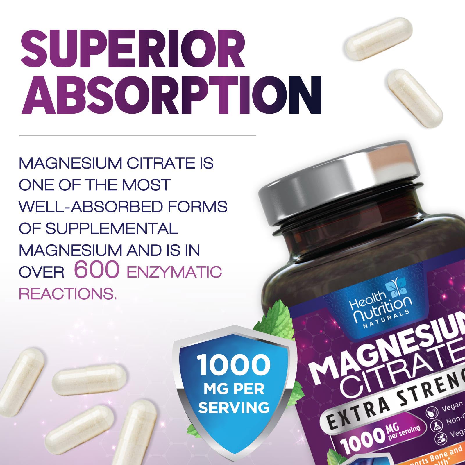 Health Nutrition Naturals Magnesium Citrate Capsules packaging