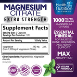Health Nutrition Naturals Magnesium Citrate Capsules side view
