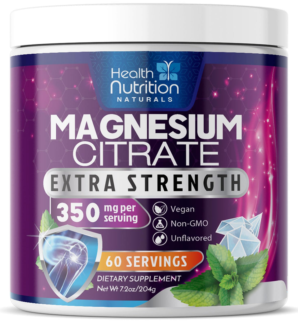 Health Nutrition Naturals Magnesium Citrate Powder front view