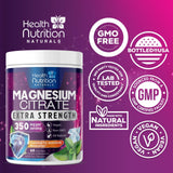 Health Nutrition Naturals Magnesium Citrate Powder in a glass of water