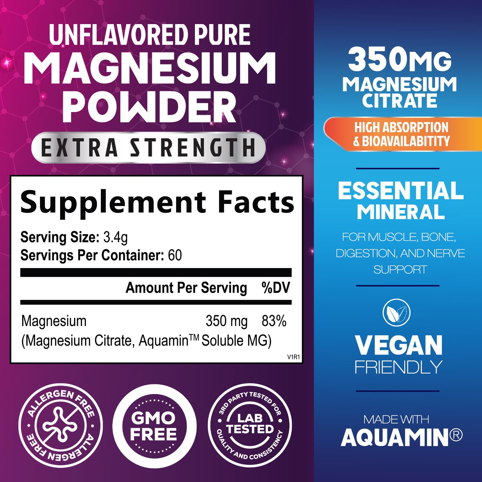 Health Nutrition Naturals Magnesium Citrate Powder packaging