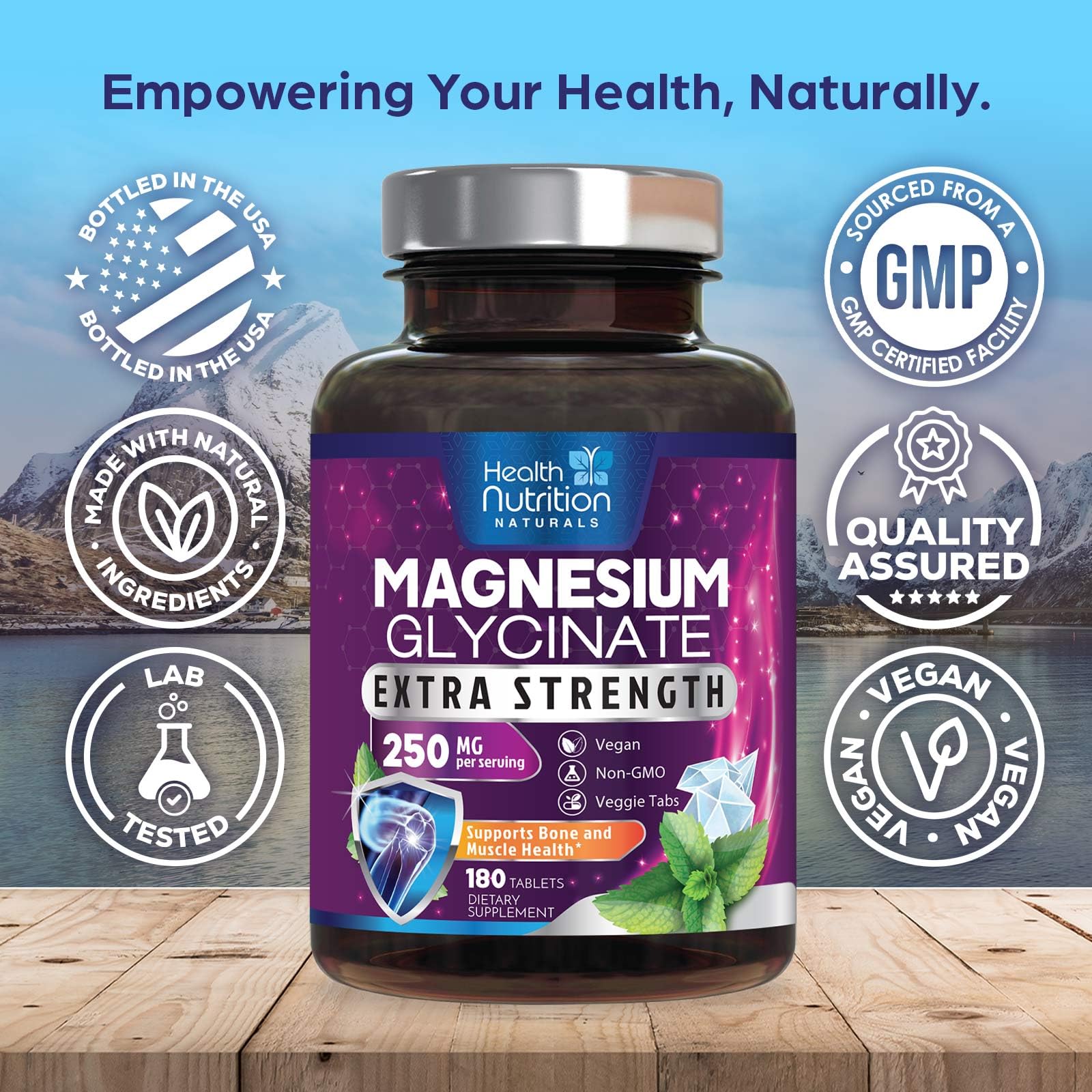 Health Nutrition Naturals Magnesium Glycinate 250mg capsules