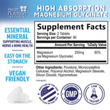 Health Nutrition Naturals Magnesium Glycinate 250mg side view