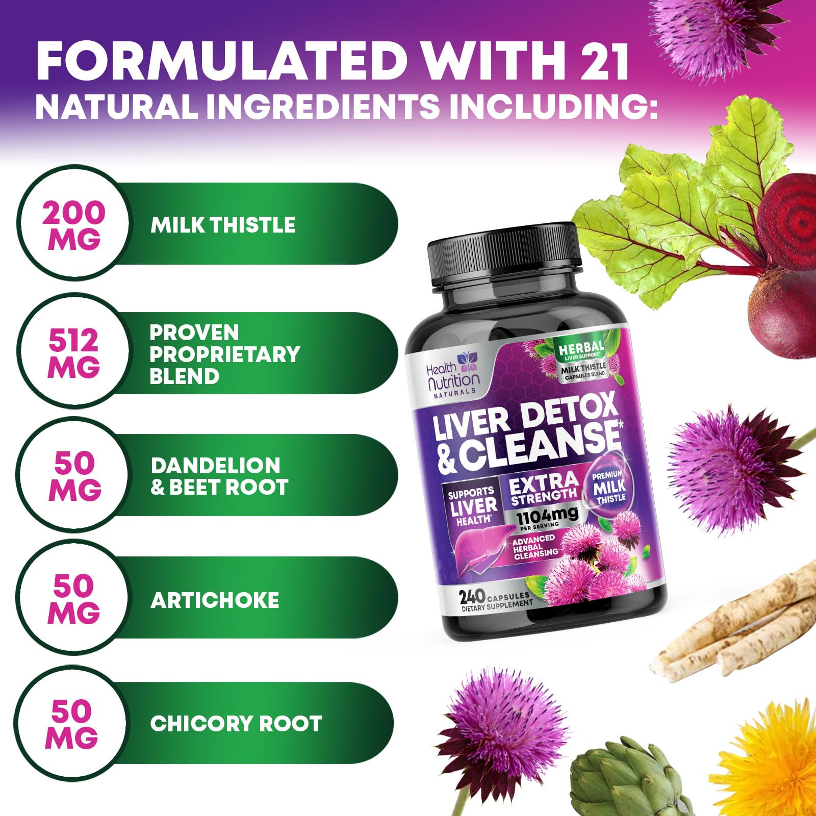 Health Nutrition Naturals Milk Thistle capsules on a wooden table