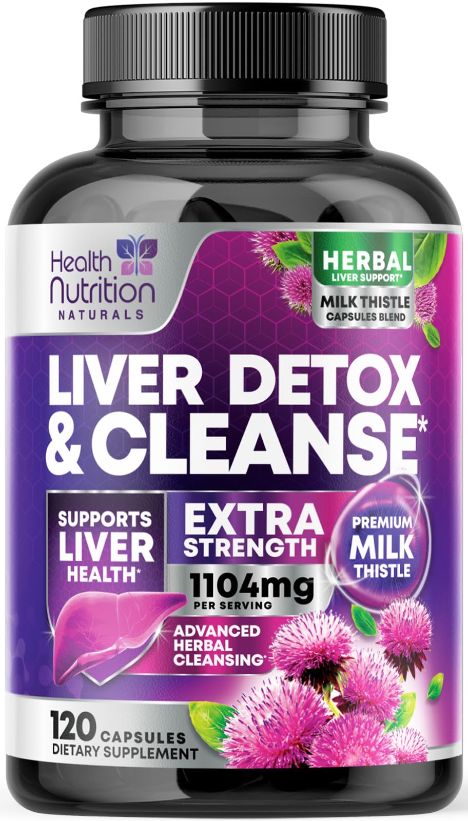 Health Nutrition Naturals Milk Thistle Liver Support Supplement bottle front view