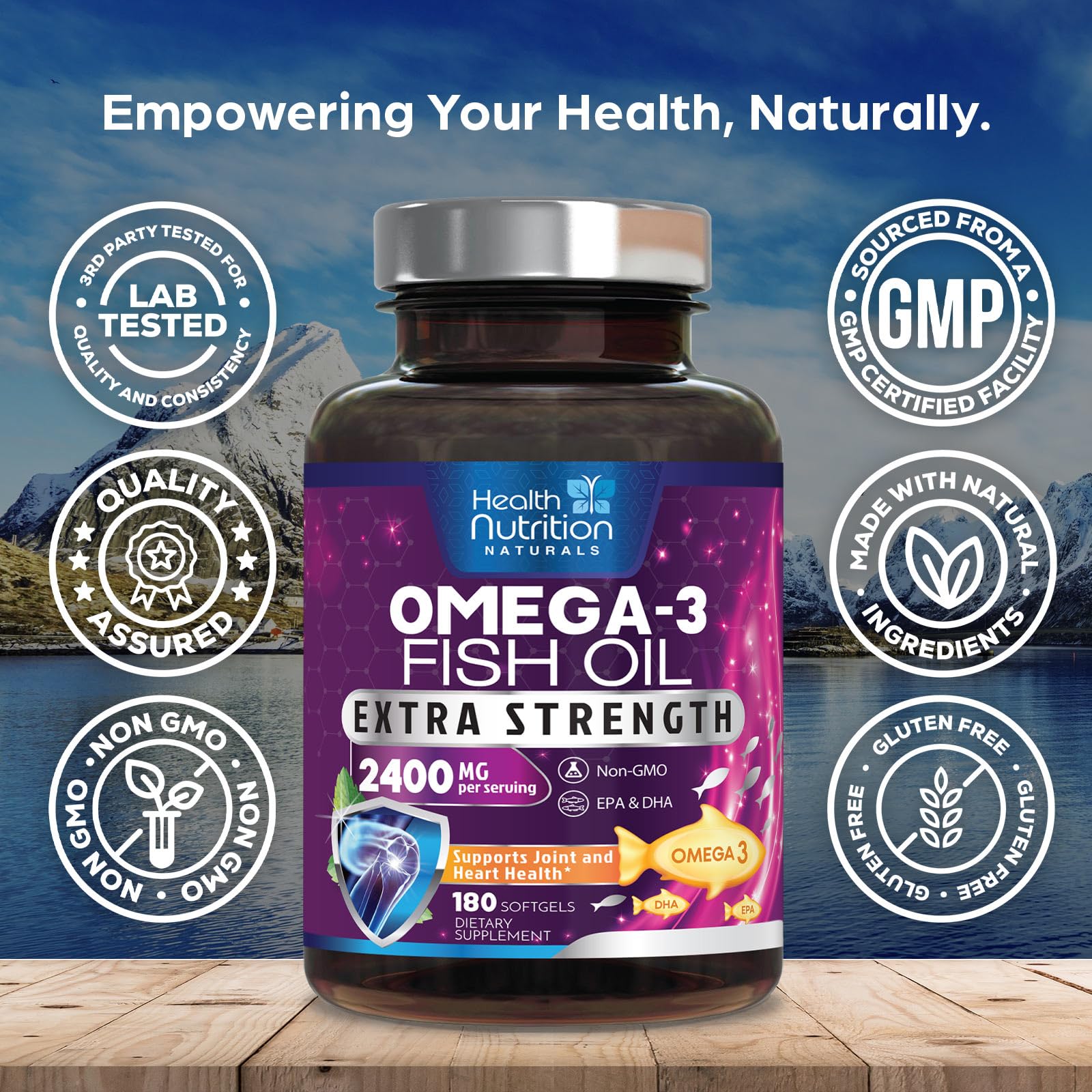 Health Nutrition Naturals Omega 3 Fish Oil 2400mg softgels