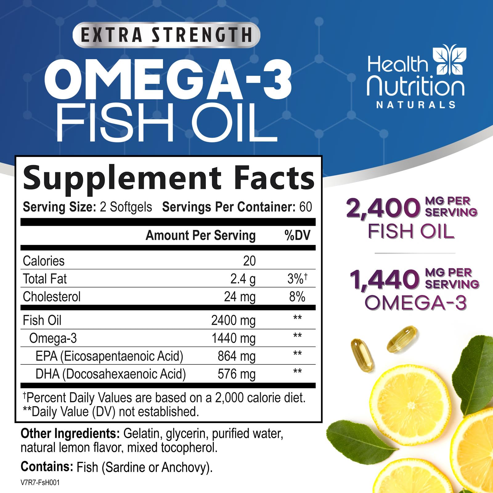 Health Nutrition Naturals Omega 3 Fish Oil softgel close-up