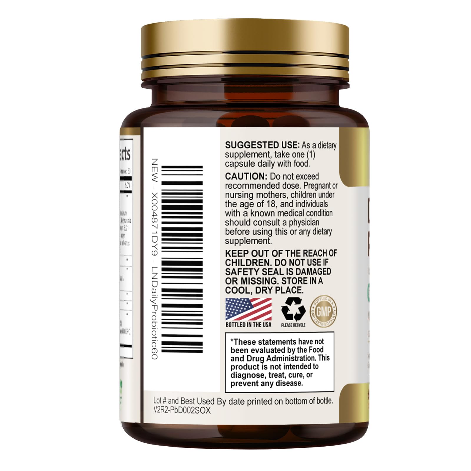 Health Nutrition Naturals Probiotic Capsules with a glass of water