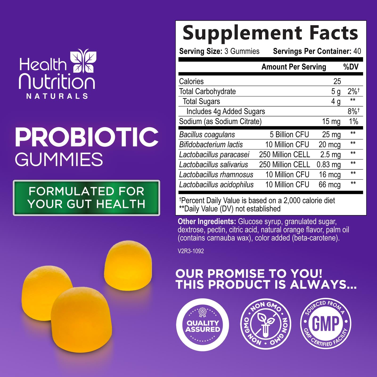 Health Nutrition Naturals Probiotic Gummies packaging