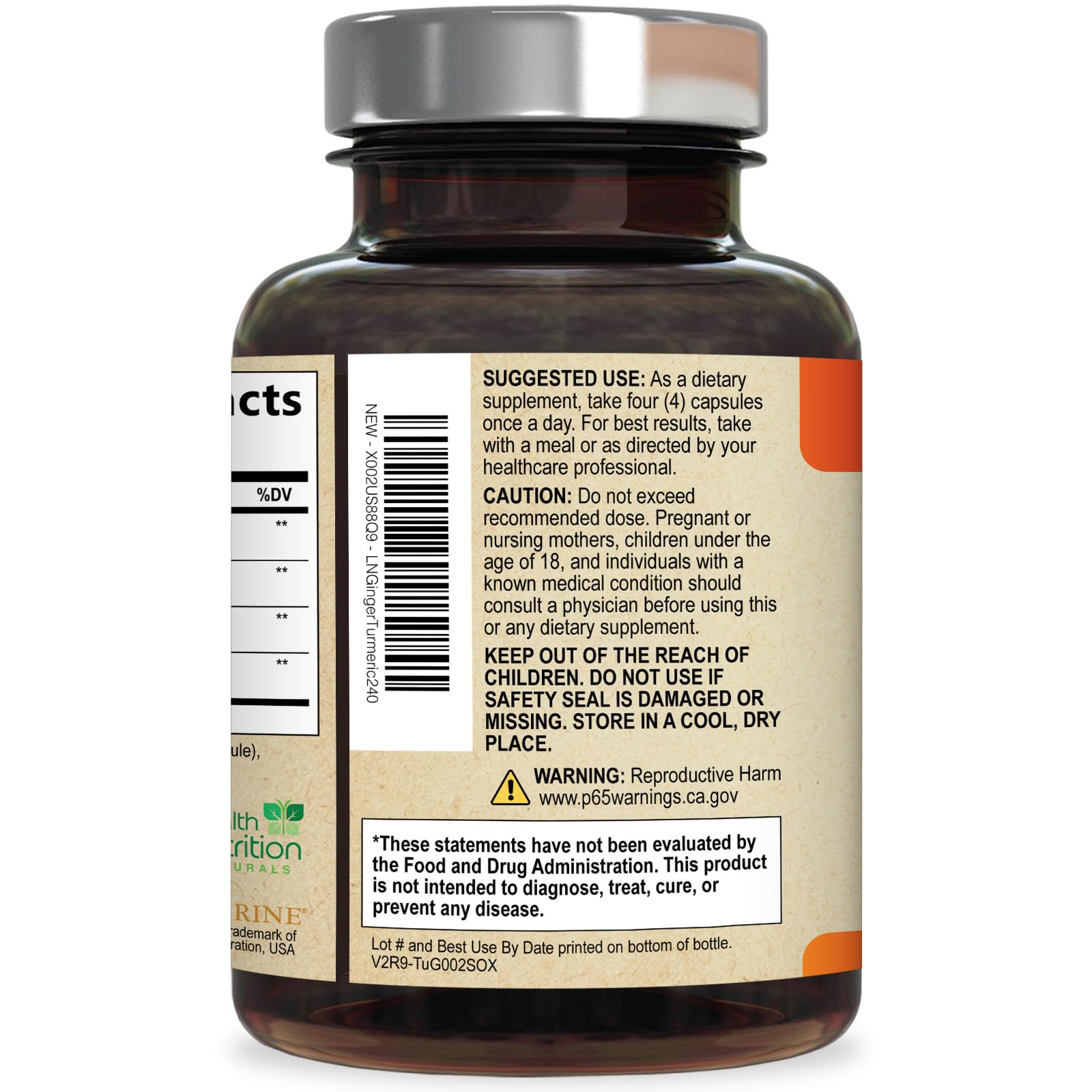 Health Nutrition Naturals Turmeric Curcumin Complex 2000mg on a wooden table