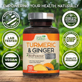 Health Nutrition Naturals Turmeric Curcumin Complex 2200mg capsules on a wooden surface