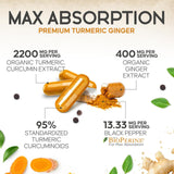 Health Nutrition Naturals Turmeric Curcumin Complex 2200mg with ginger capsules