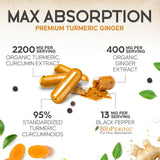 Health Nutrition Naturals Turmeric Curcumin Complex 2200mg with ginger
