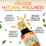 Health Nutrition Naturals Turmeric Curcumin Supplement 2600mg capsules close-up