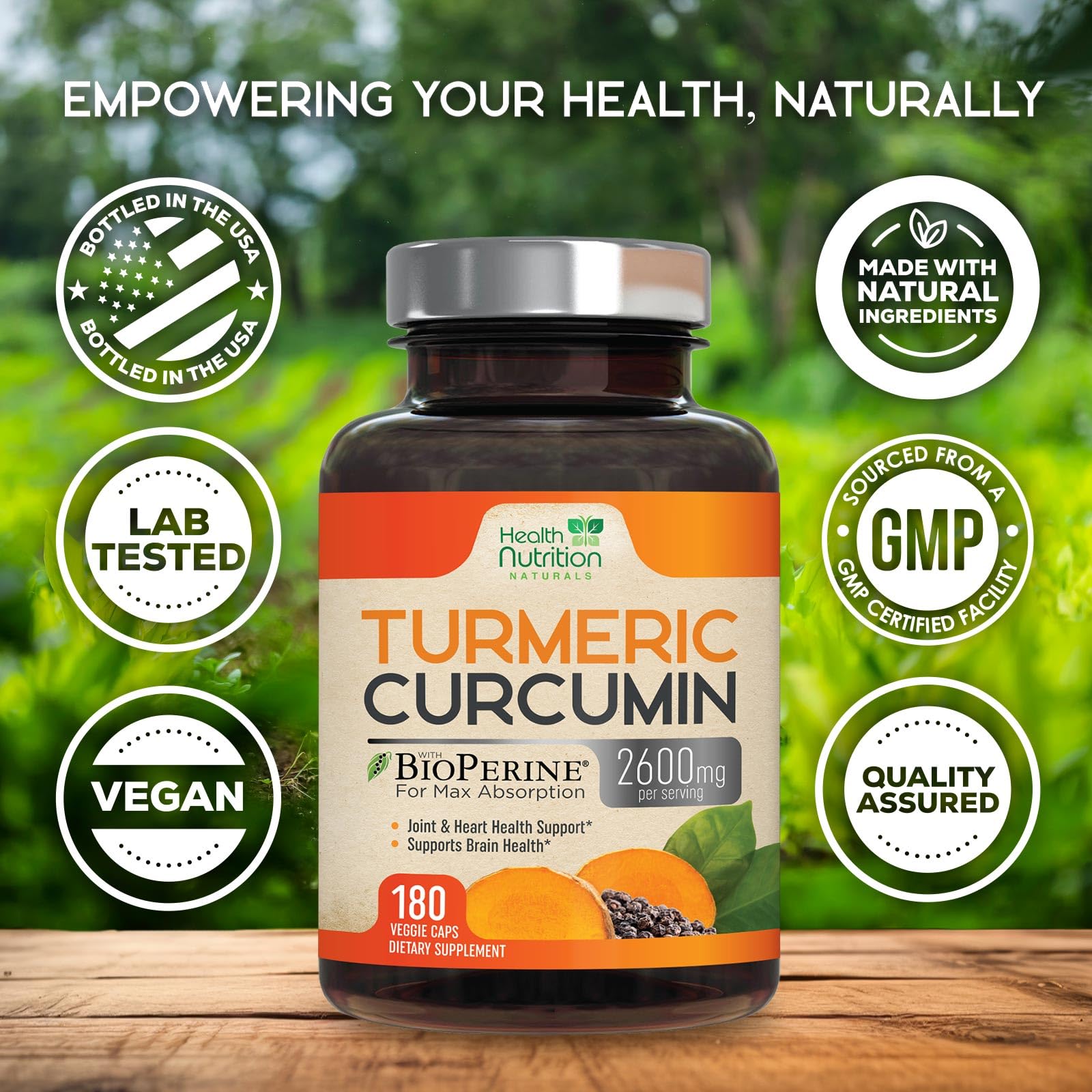 Health Nutrition Naturals Turmeric Curcumin Supplement 2600mg ingredients list