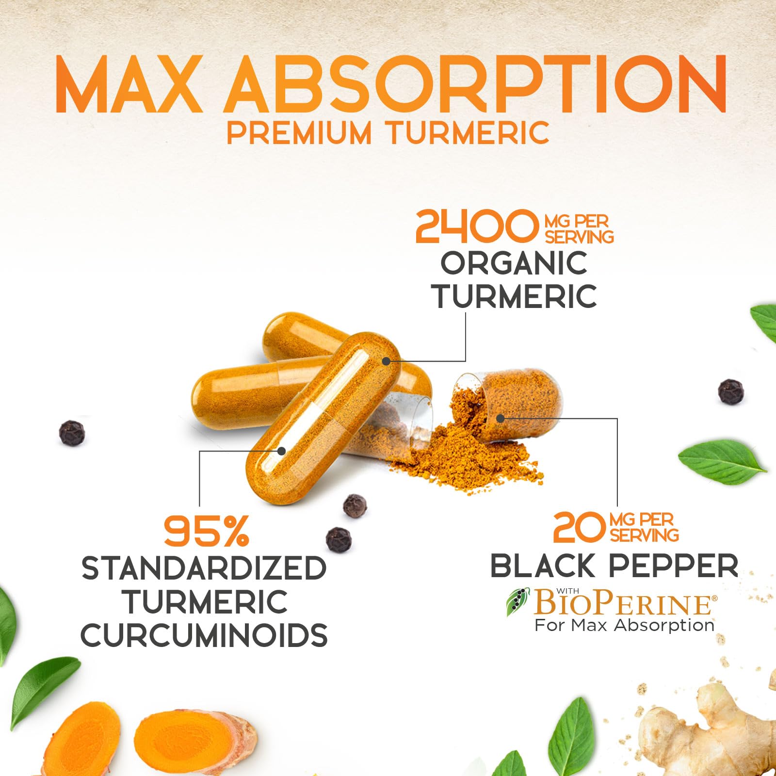 Health Nutrition Naturals Turmeric Curcumin Supplement 2600mg with measuring spoon