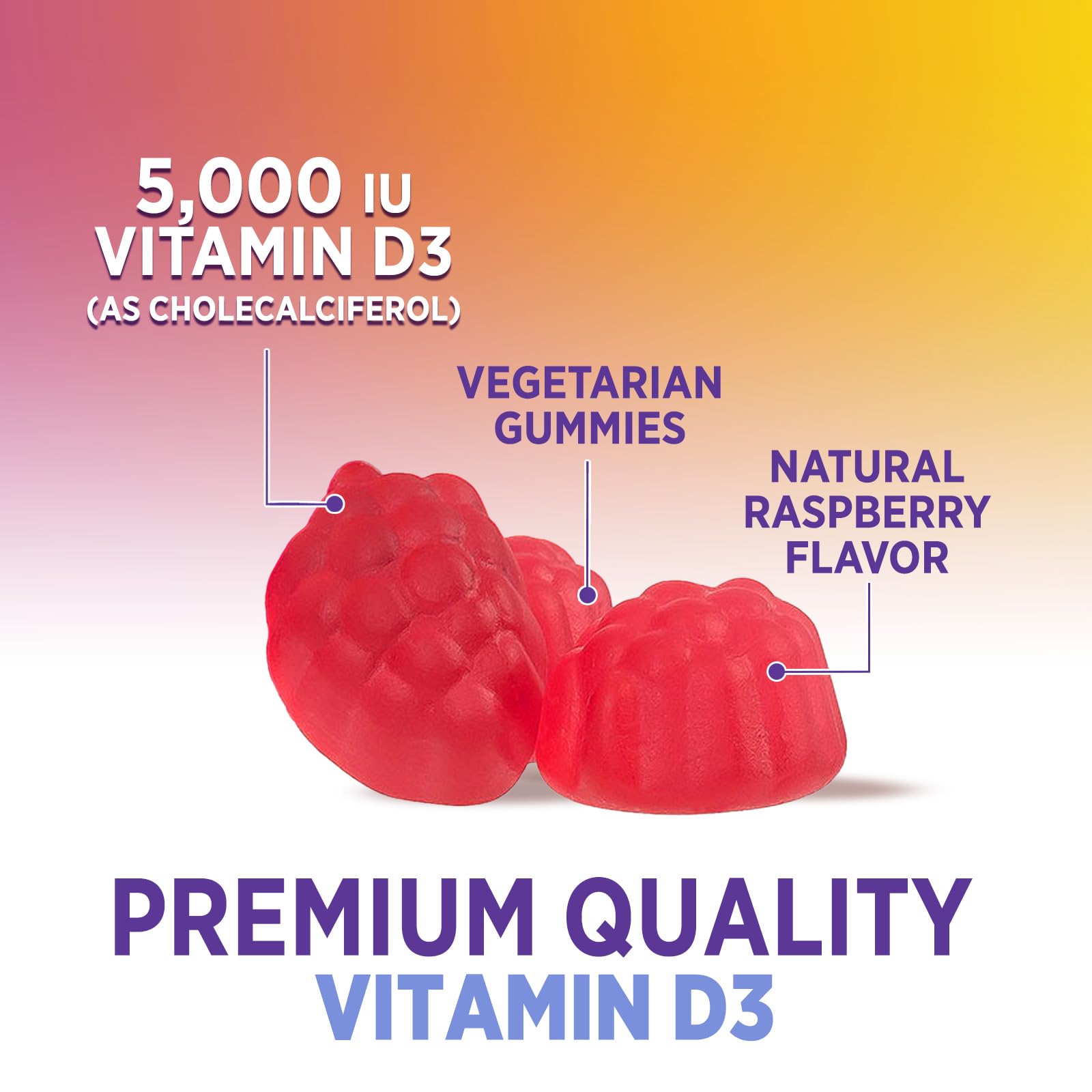 Health Nutrition Naturals Vitamin D3 Gummies in a bowl