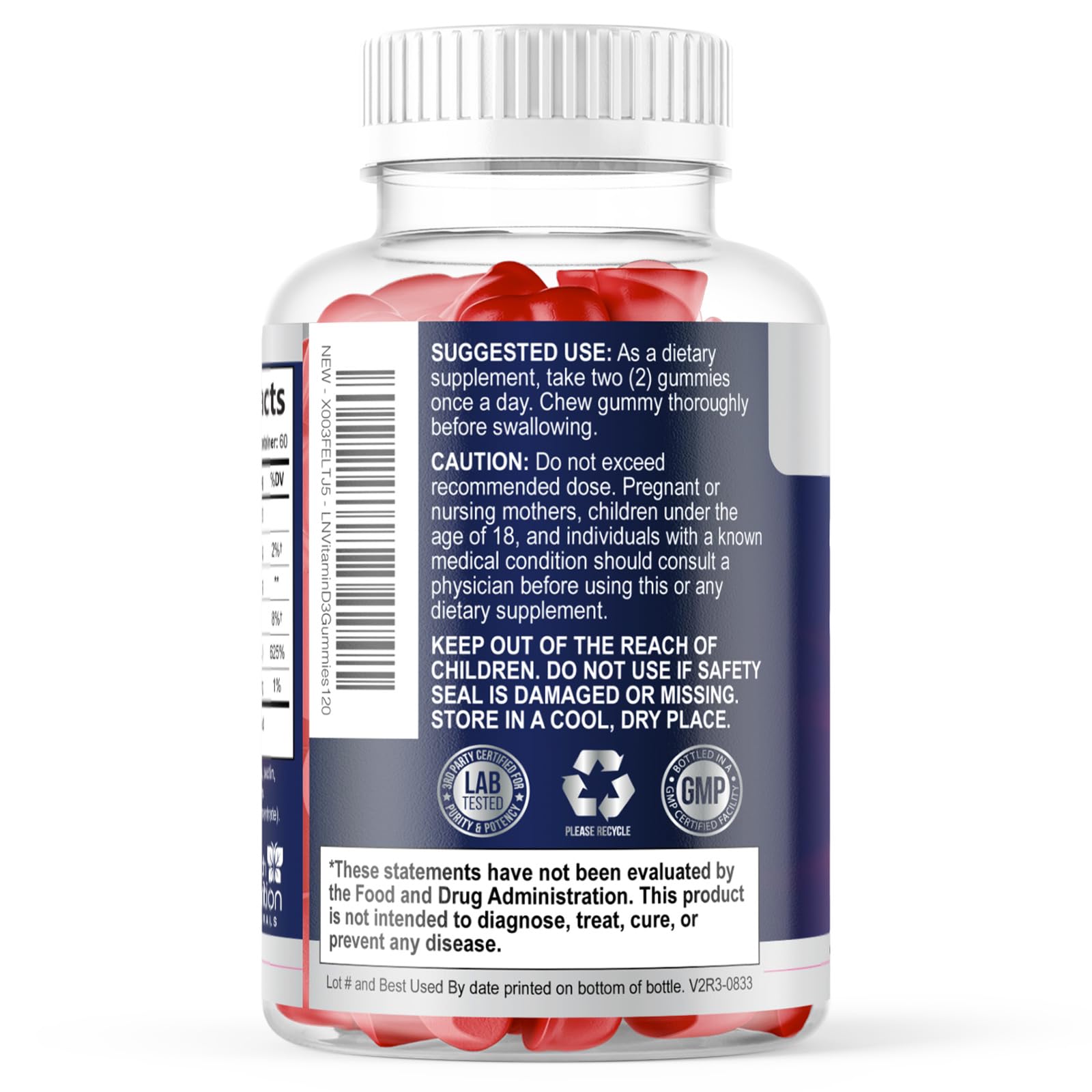 Health Nutrition Naturals Vitamin D3 Gummies on a wooden table