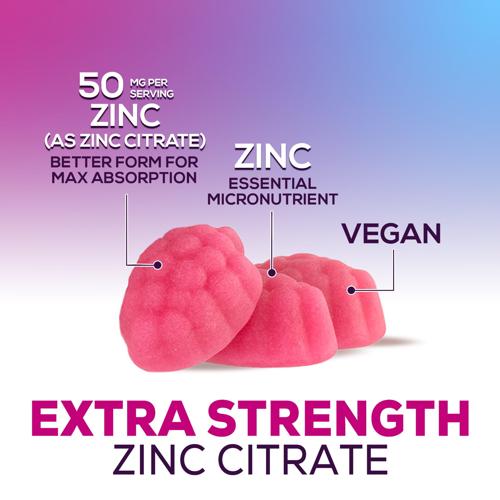 Health Nutrition Naturals Zinc Gummies close-up of gummies