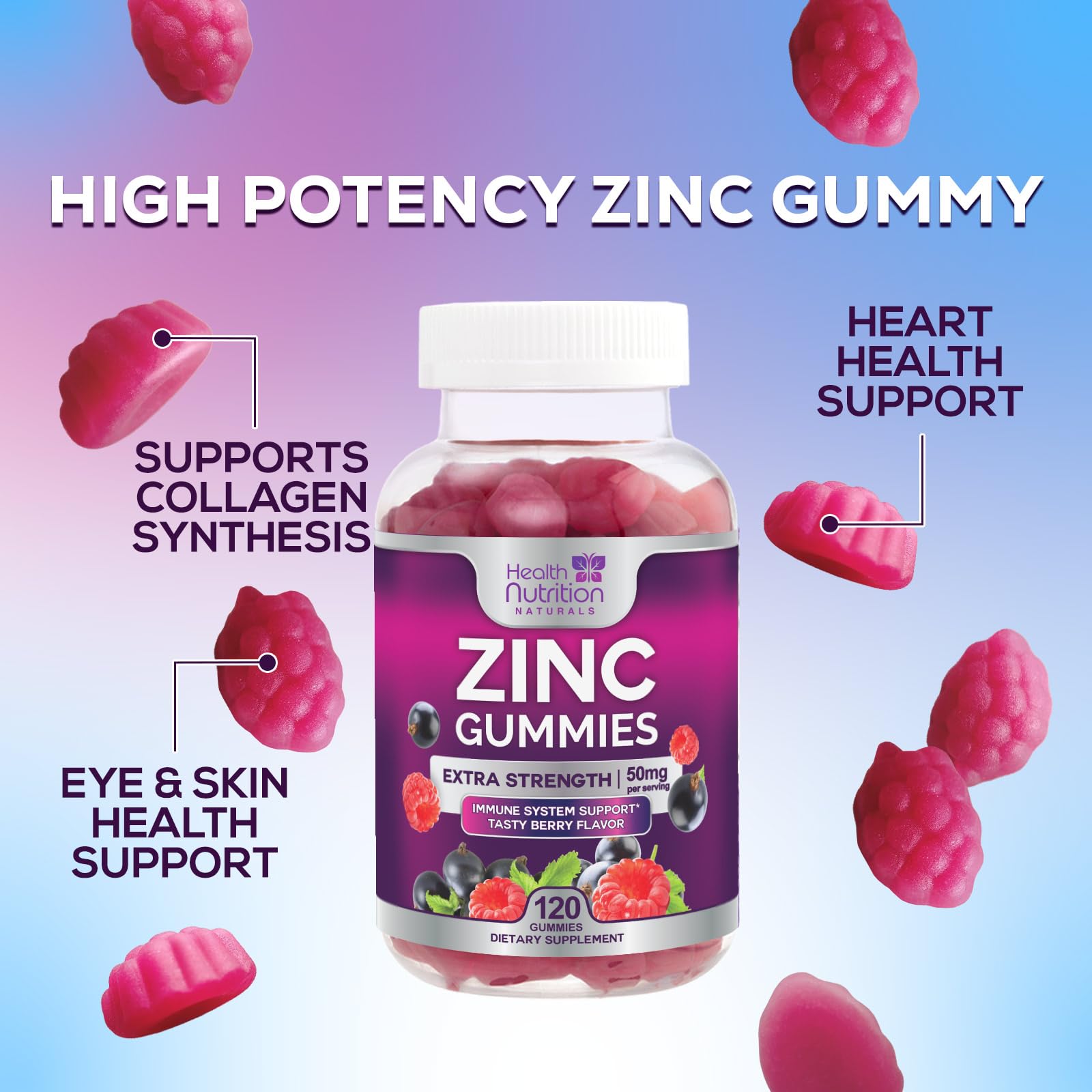 Health Nutrition Naturals Zinc Gummies nutritional information
