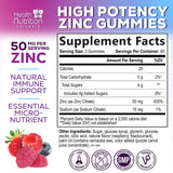 Health Nutrition Naturals Zinc Gummies packaging side view