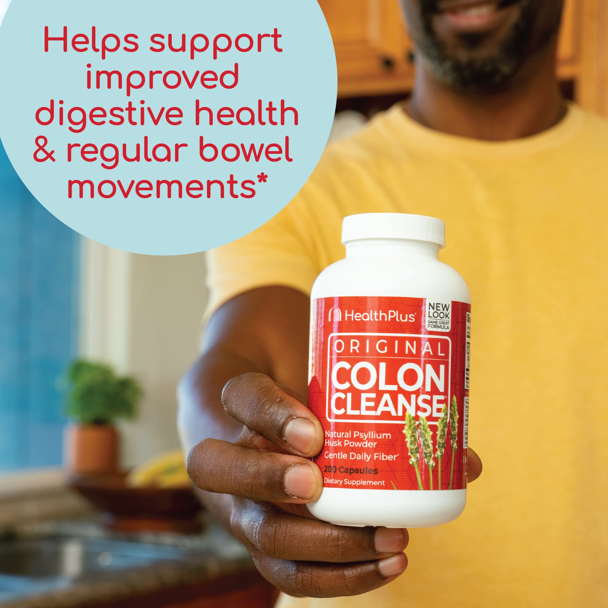 Health Plus Colon Cleanse capsules in hand