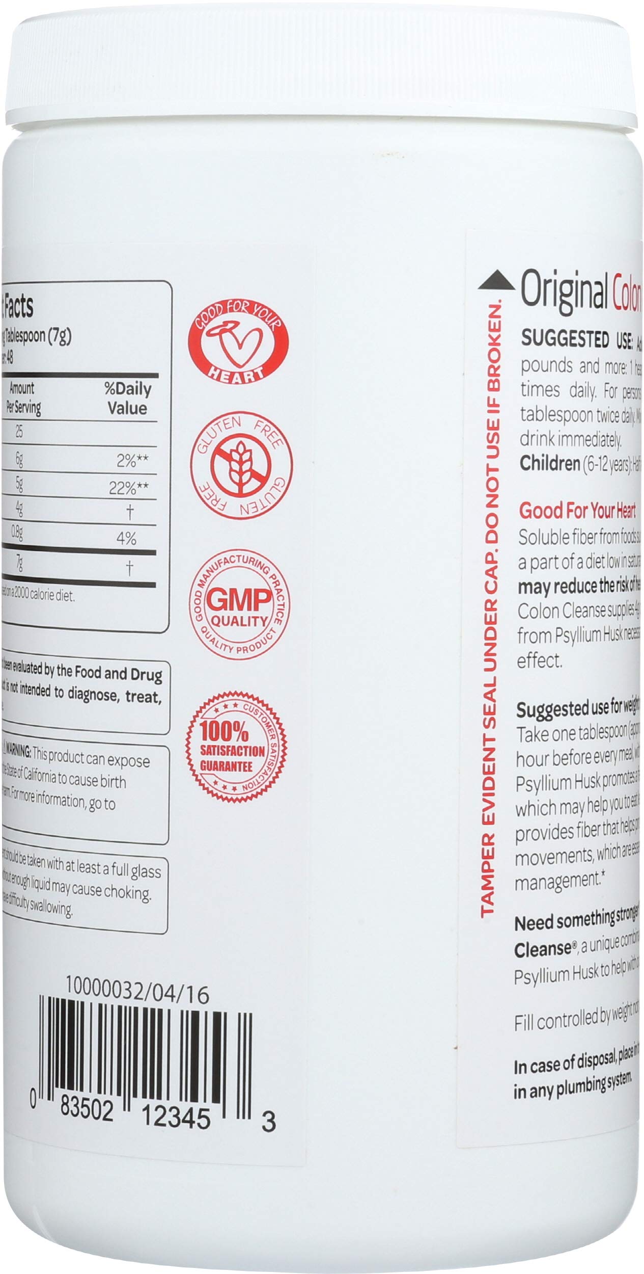 Health Plus Colon Cleanse Psyllium 12 OZ packaging