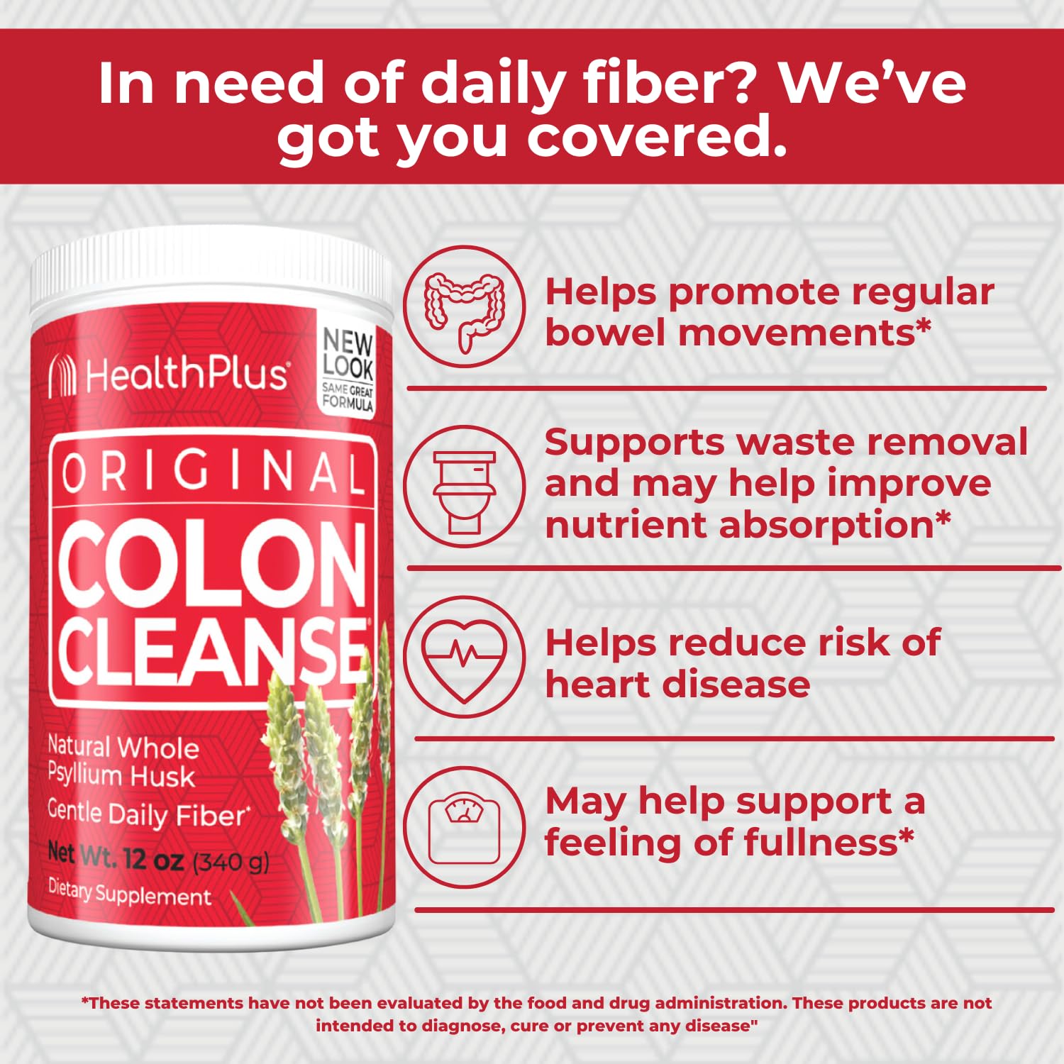 Health Plus Colon Cleanse Psyllium Husk Powder 48oz packaging