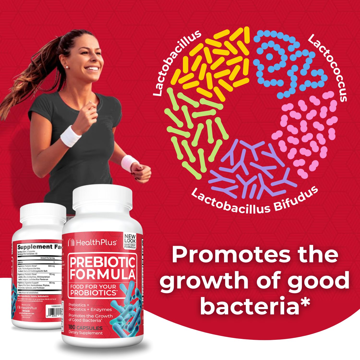 Health Plus Prebiotic Supplement 136g lifestyle scene with water