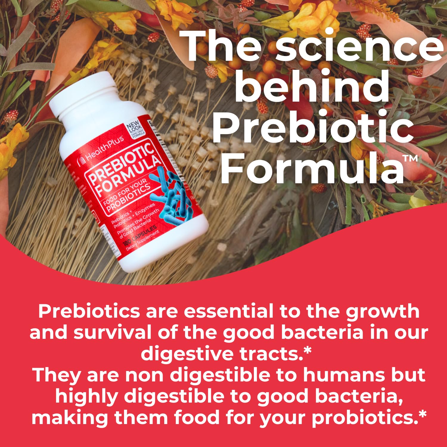 Health Plus Prebiotic Supplement 136g on a kitchen counter