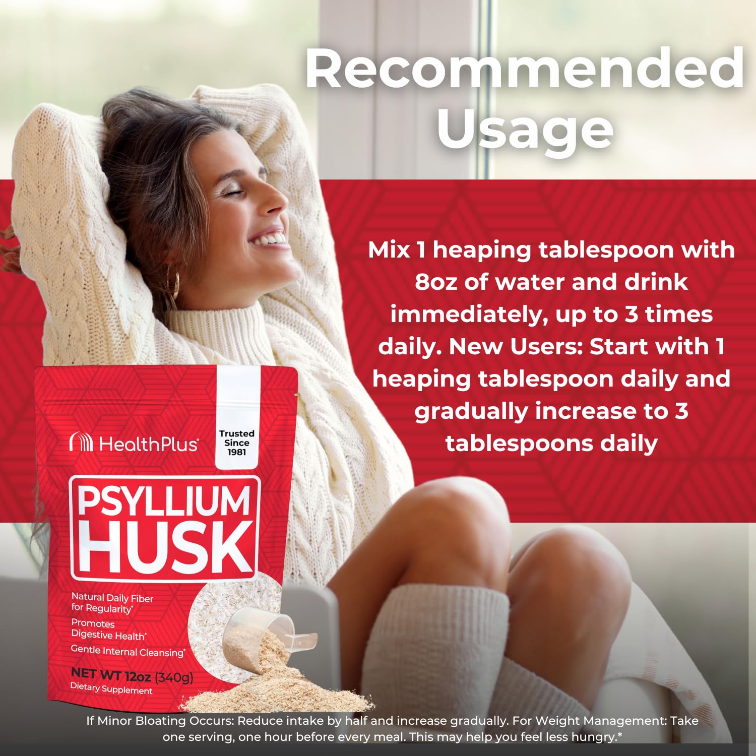 Health Plus Psyllium Husk 272g opened packaging with product inside