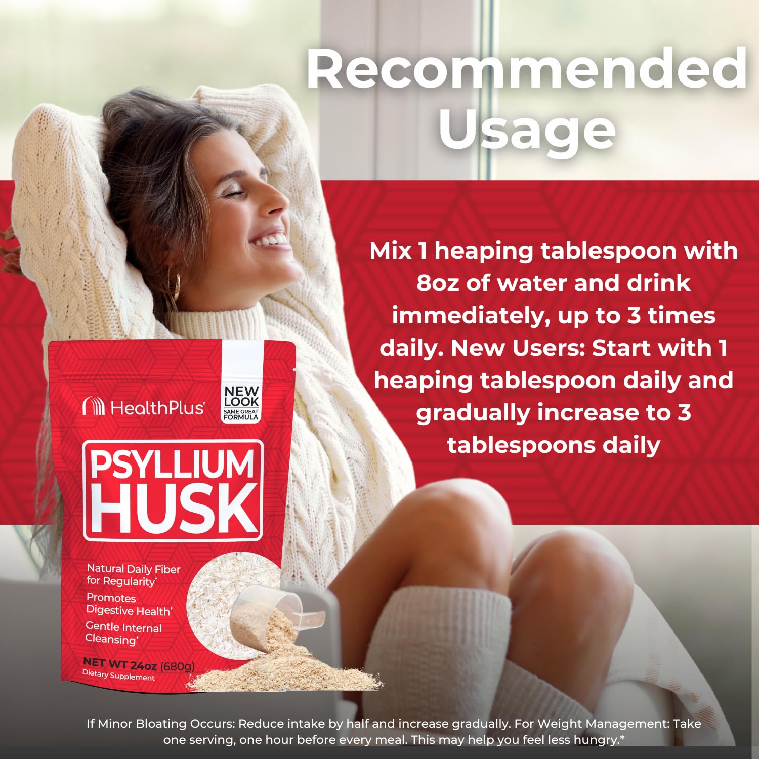 Health Plus Psyllium Husk Fiber Supplement back view