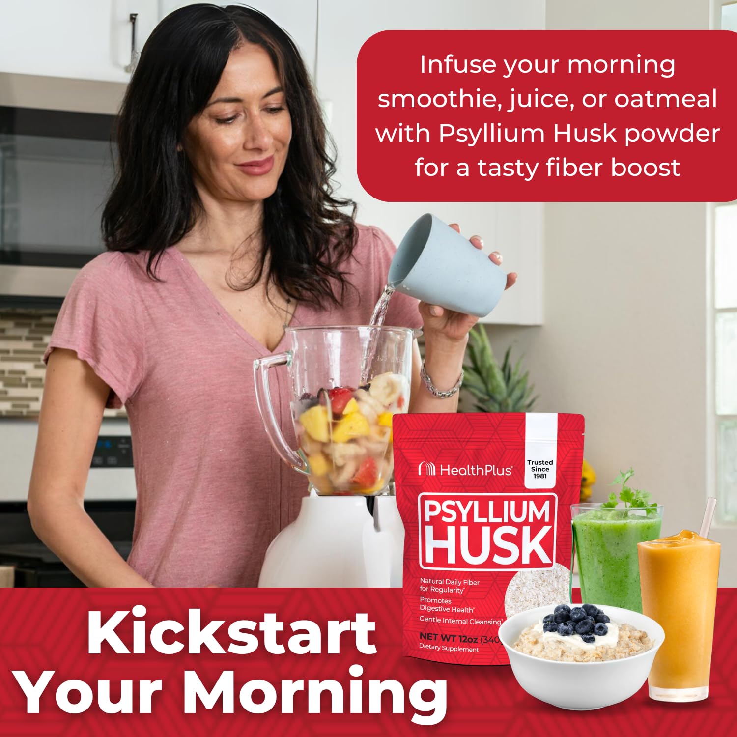 Health Plus Psyllium Husk Fiber Supplement lifestyle scene